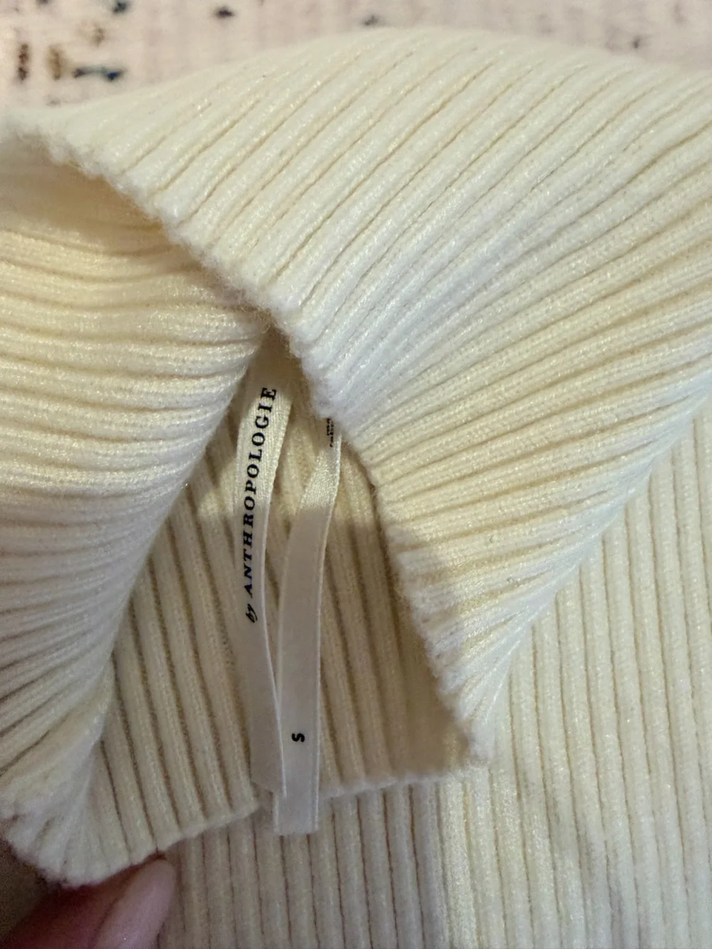 Anthropologie Ribbed Knit Mock Neck Dress Cream and Black - Picture 3 of 3